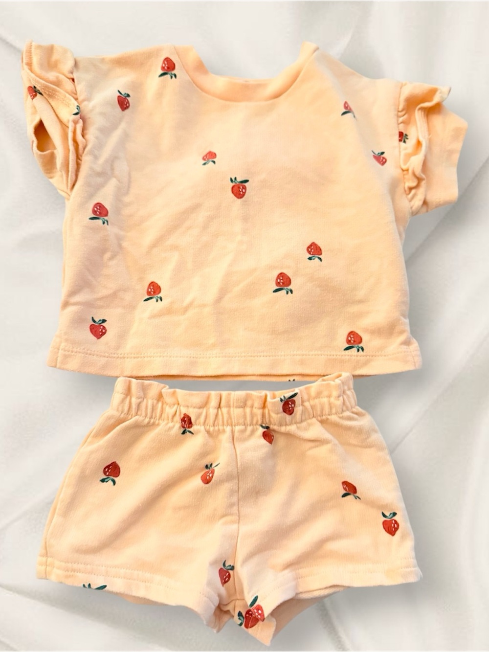 Carter's Peach Strawberry Print Tee & Shorts Set